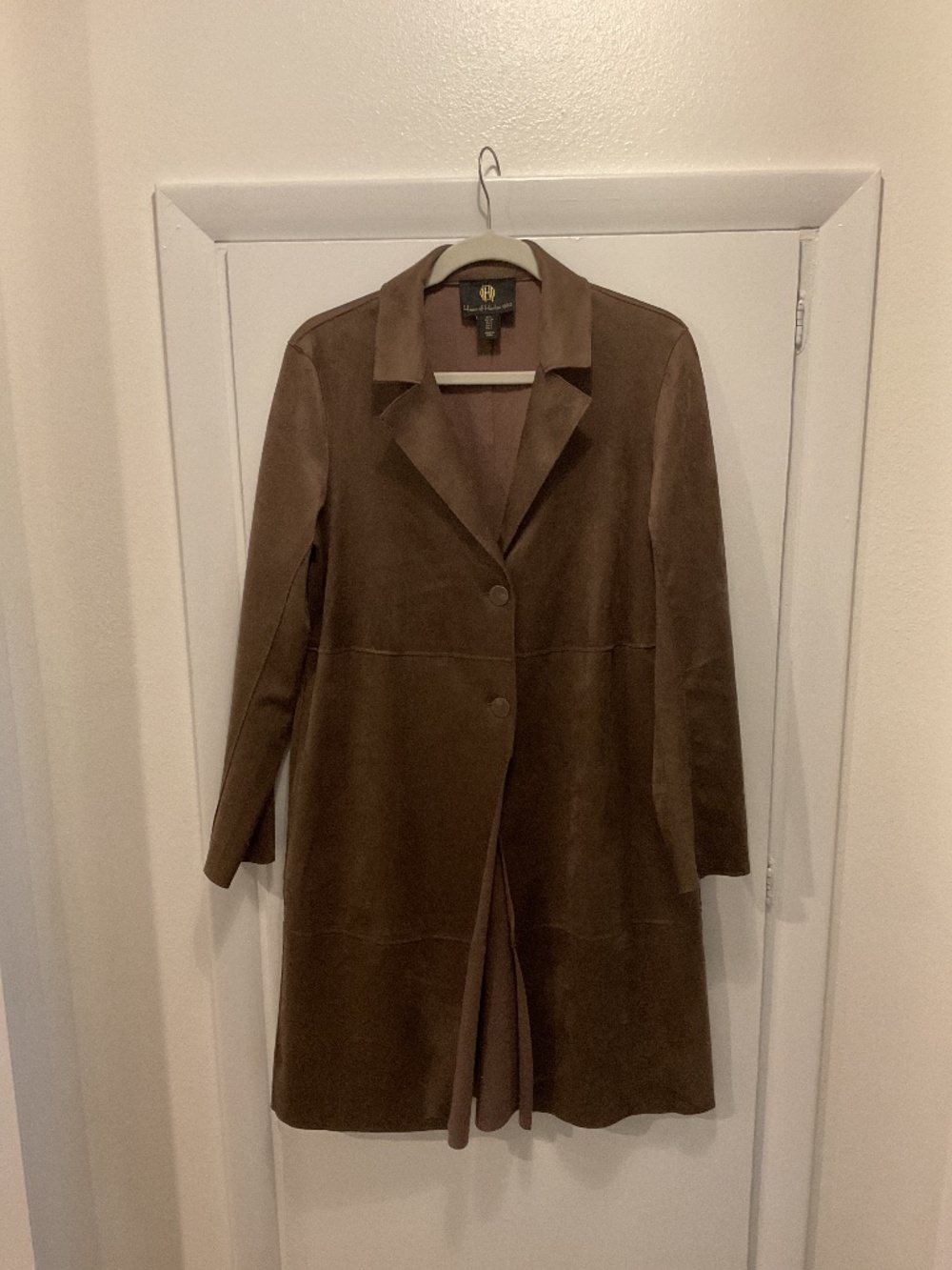 House of Harlow Faux Suede Long Jacket, Brown color, Size Small